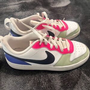 Nike Women's Low-Top Sneakers in White, Hot Pink & Light Green